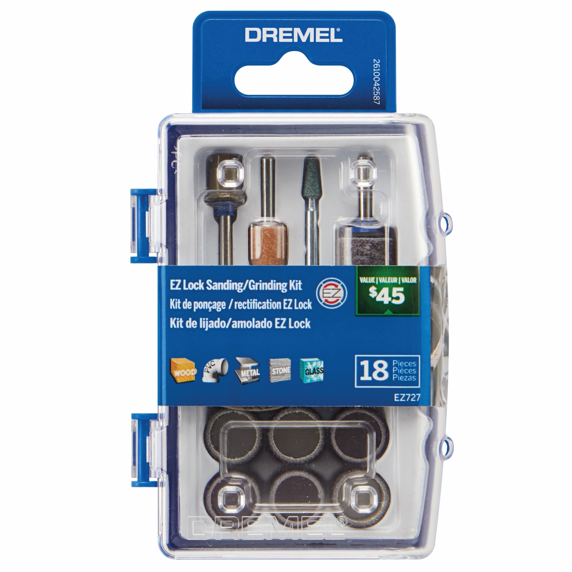 Dremel 18-Piece EZ Lock Sanding and Grinding Accessory Micro Kit — Model# EZ727-01